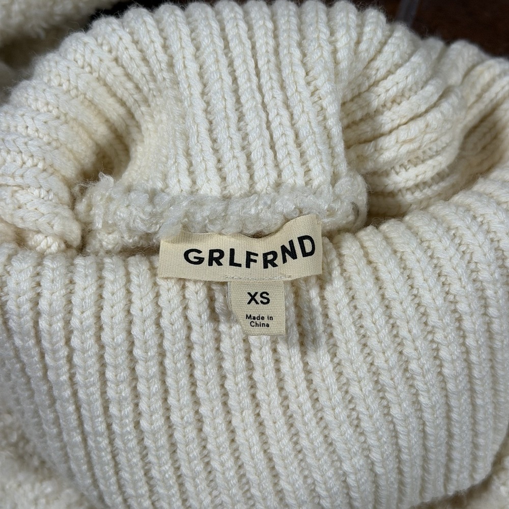 GRLFRND Size XS Ivory Maeko Boucle Thick Knit Midi Sweater Dress Bell Sleeve - Picture 7 of 10
